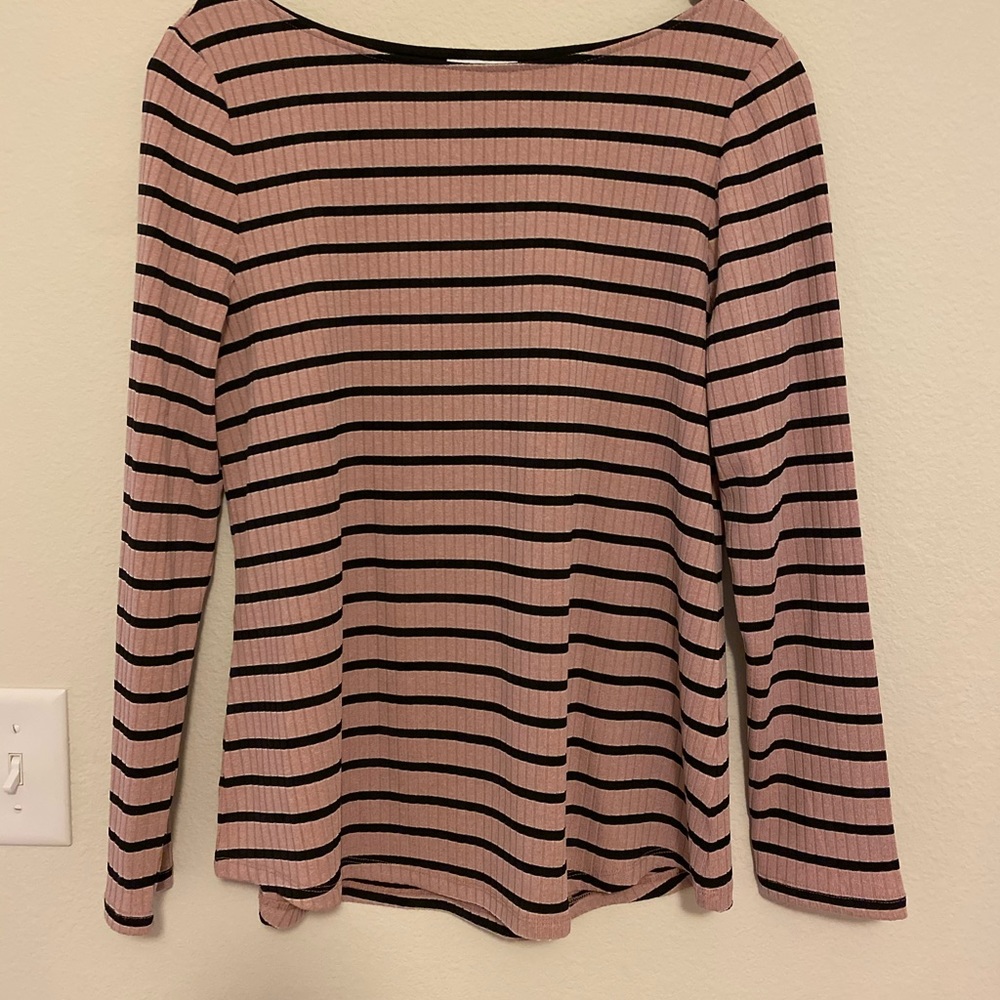 Charter Club Heather Striped Long Sleeve Top